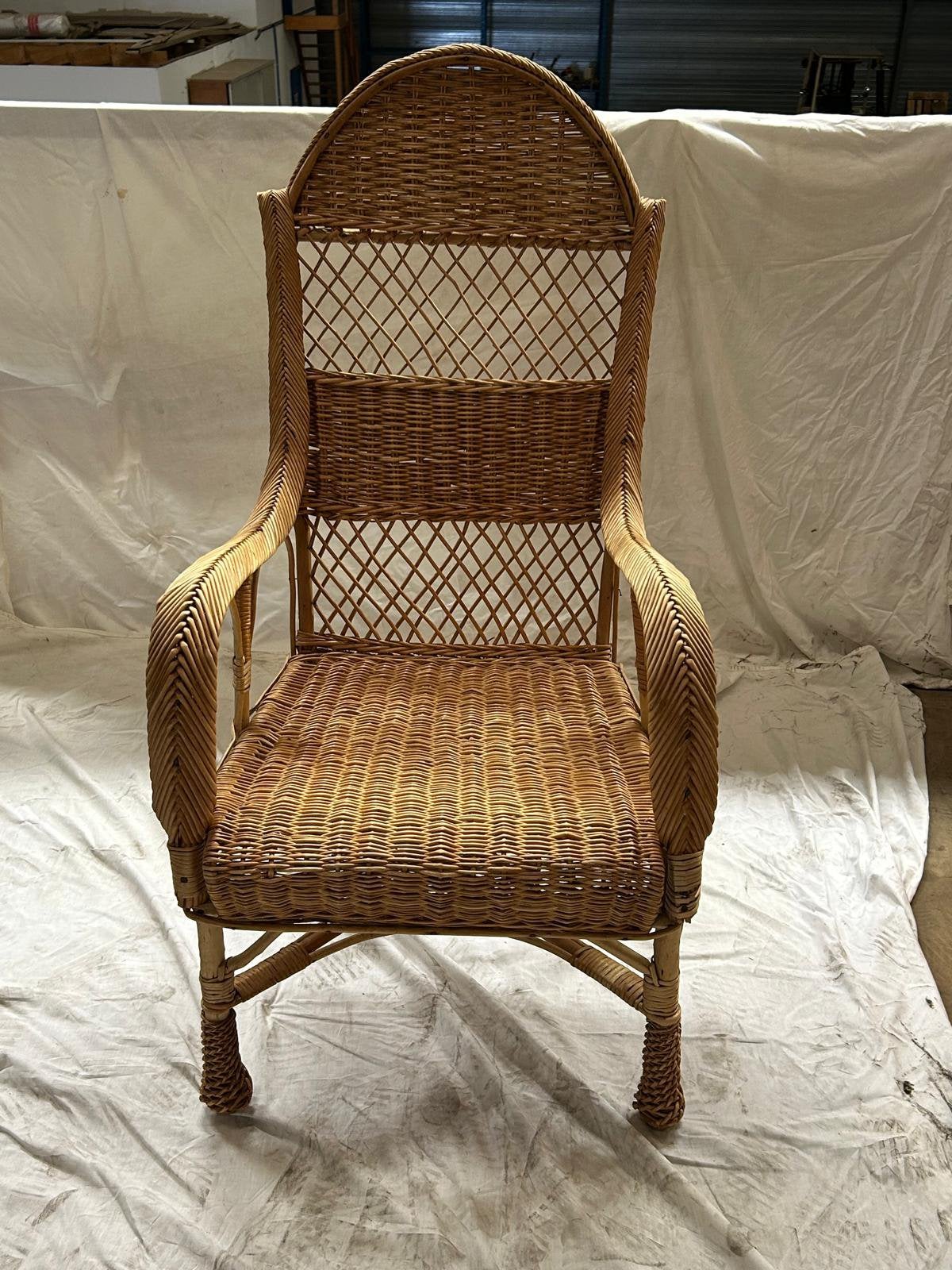 Vintage rotan fauteuil / rieten stoel, Ophalen, Gebruikt