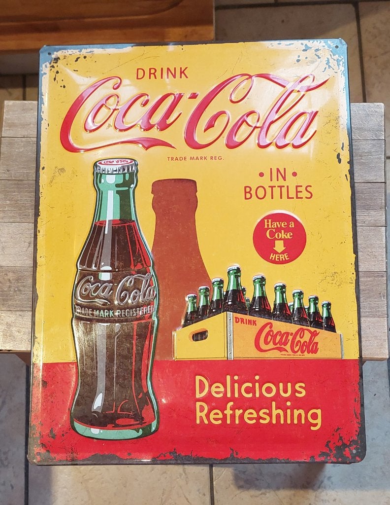 Plaque metallique Coca Cola, Collections, Enlèvement, Comme neuf, Panneau publicitaire