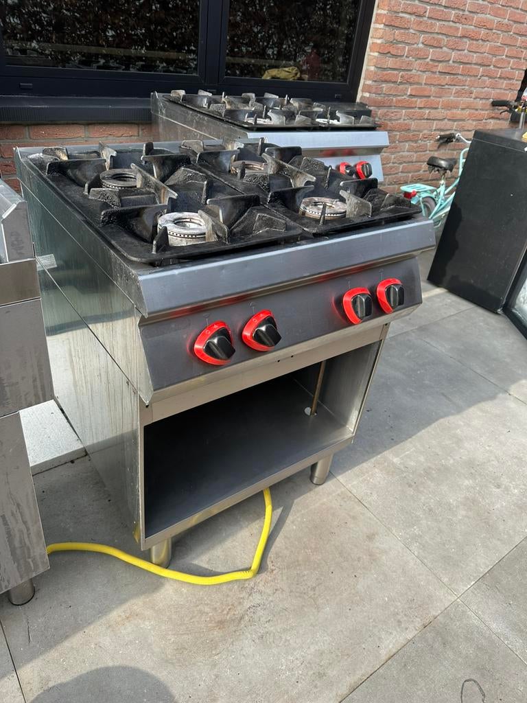 2x Professioneel Gasfornuis 4 Pits – Angelo Po – RVS, Ophalen, 60 cm of meer, 4 kookzones, Zo goed als nieuw
