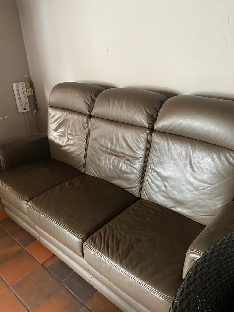 Lederen bankstel/ canapé met 2 relaxen, Huis en Inrichting, Ophalen, Zo goed als nieuw