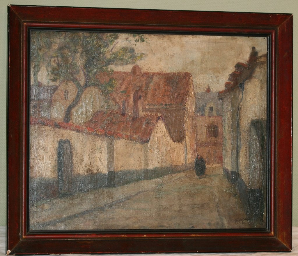 J van den Broecke - 1926 - Schilderij olie op doek, Ophalen of Verzenden, Gedateerd, Stads- / dorpsgezicht, Doek