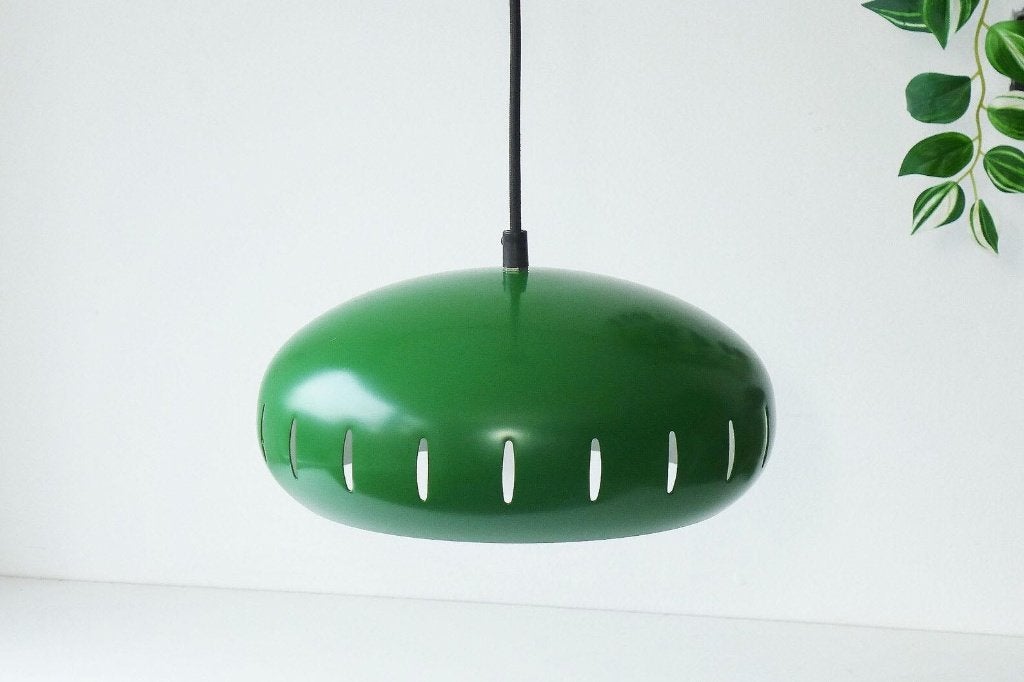 Lampe suspendue vintage rare 1960 1970 en métal vert UFO, Enlèvement ou Envoi, Métal, Space Age