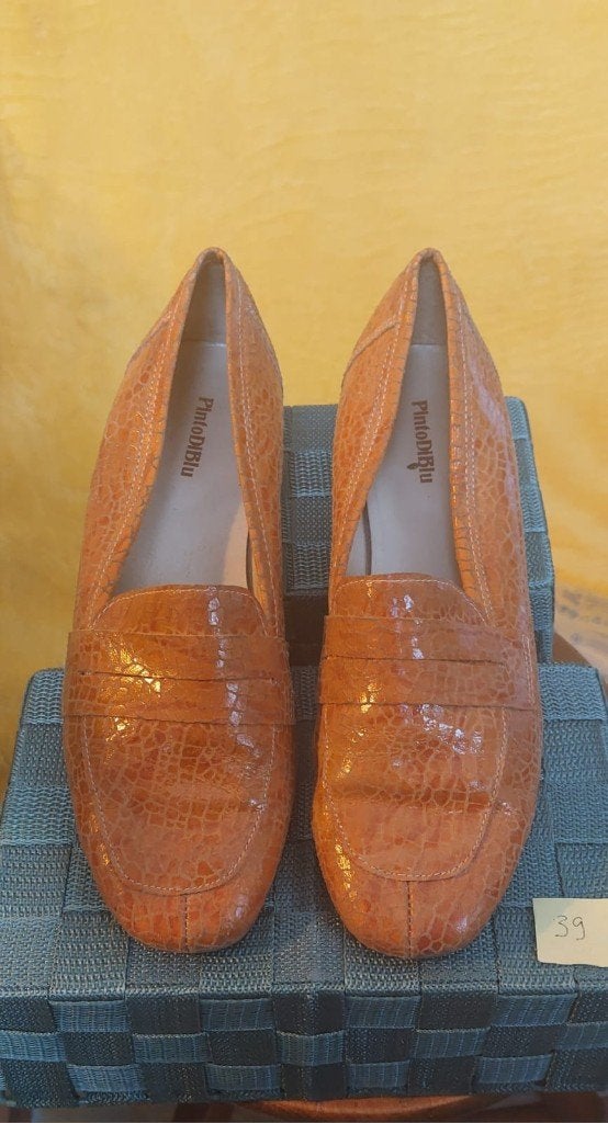 Oranje schoenen in leer, Kleding | Dames, Ophalen, Autre, Pumps, Oranje