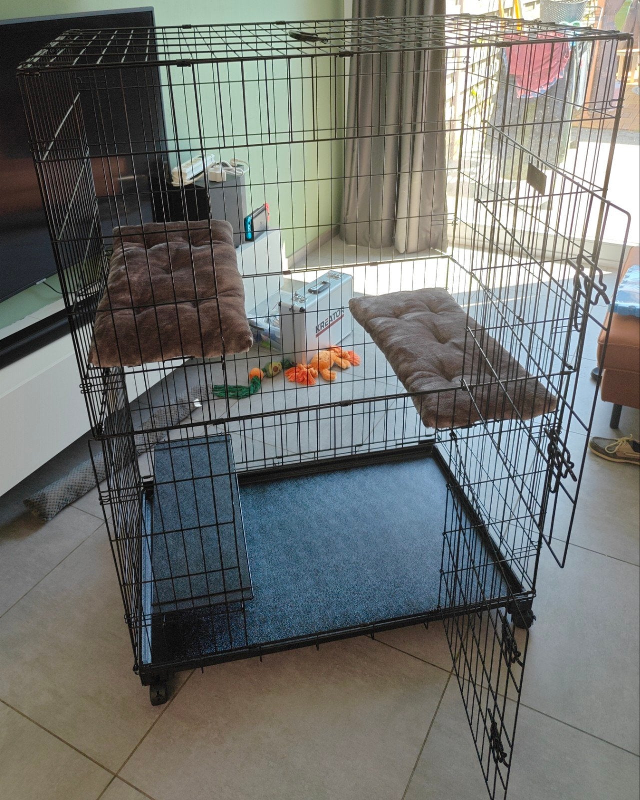 Duvo+ Topline Kattenbench XXL met 2 deuren – Zwart, Animaux & Accessoires, Maisons pour chiens, Comme neuf, Enlèvement