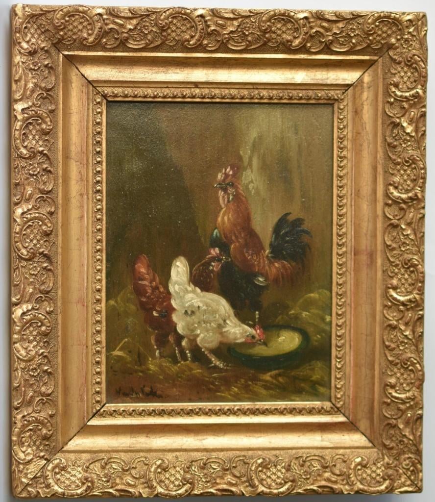 Belgische school - Barnyard Scene, Ophalen of Verzenden