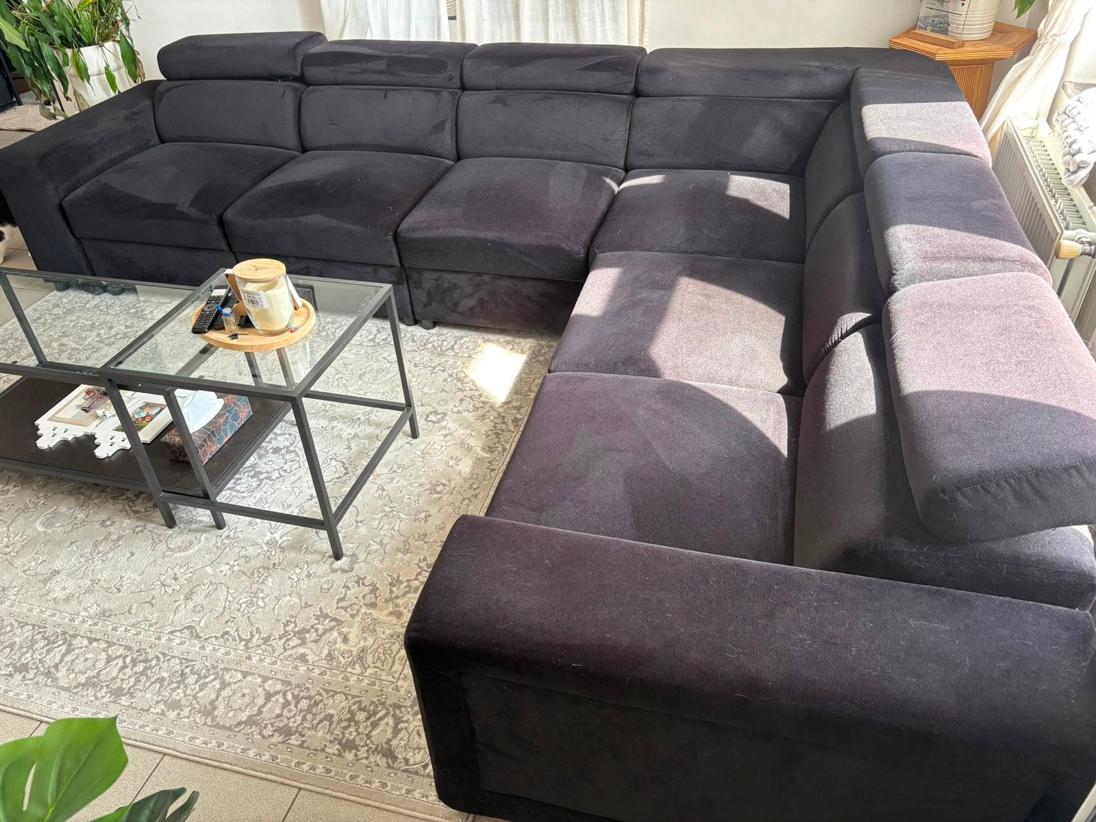 Zwarte zetel, Huis en Inrichting, Zetels | Zetels, Ophalen, Hout, 250 tot 300 cm, Gebruikt