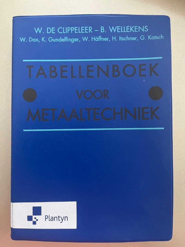 Tabellenboek voor metaaltechniek, Boeken, Ophalen, Gelezen, BSO, Plantyn