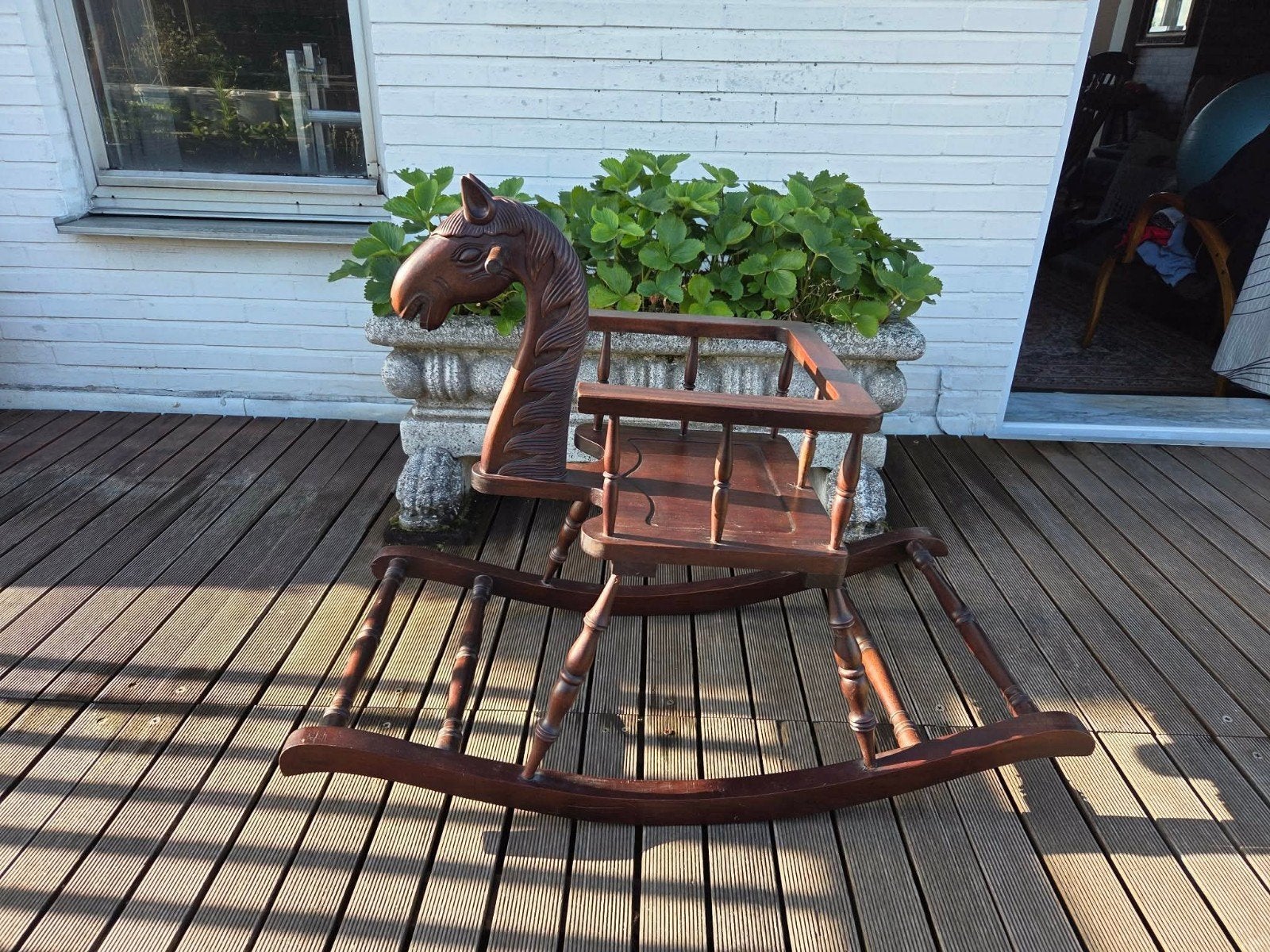 Authentieke Vintage Houten Schommelstoel Paard – Handgesnede, Antiek en Kunst, Antiek | Speelgoed, Ophalen of Verzenden