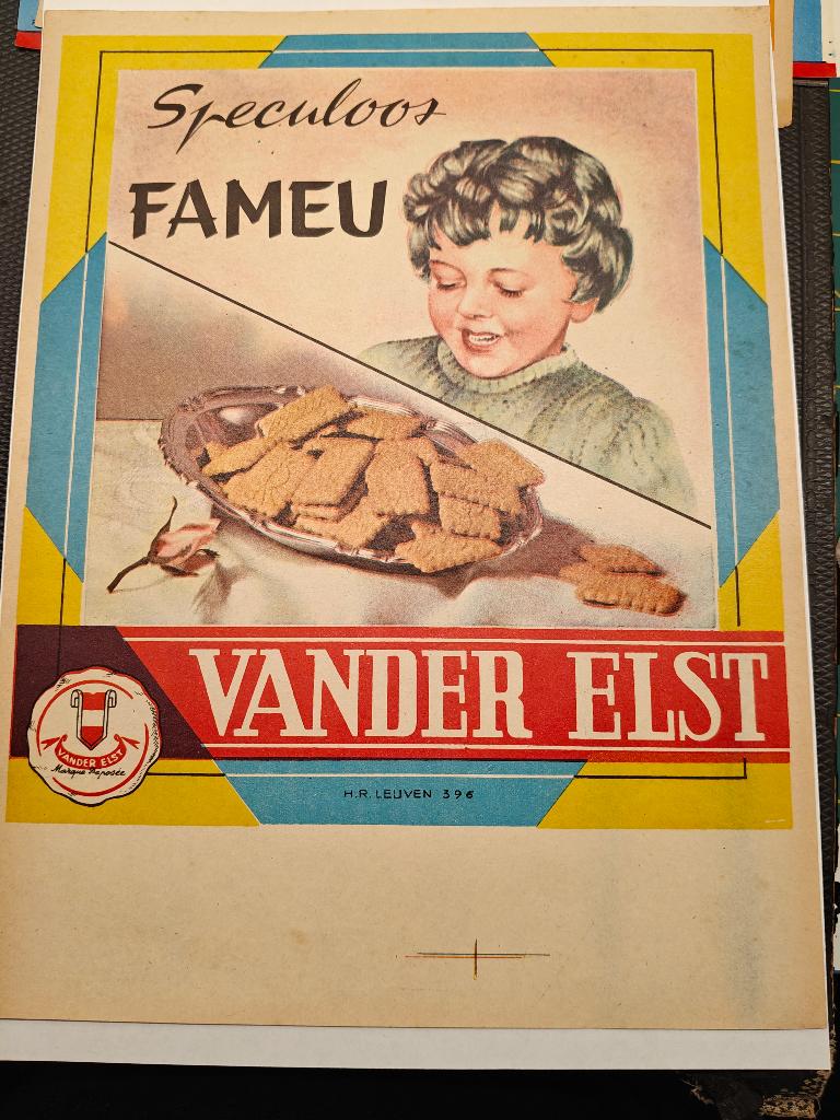 Oud drukwerk koekjes Vander Elst Leuven vintage, Gebruikt, Ophalen of Verzenden, Voor 1940, Prent