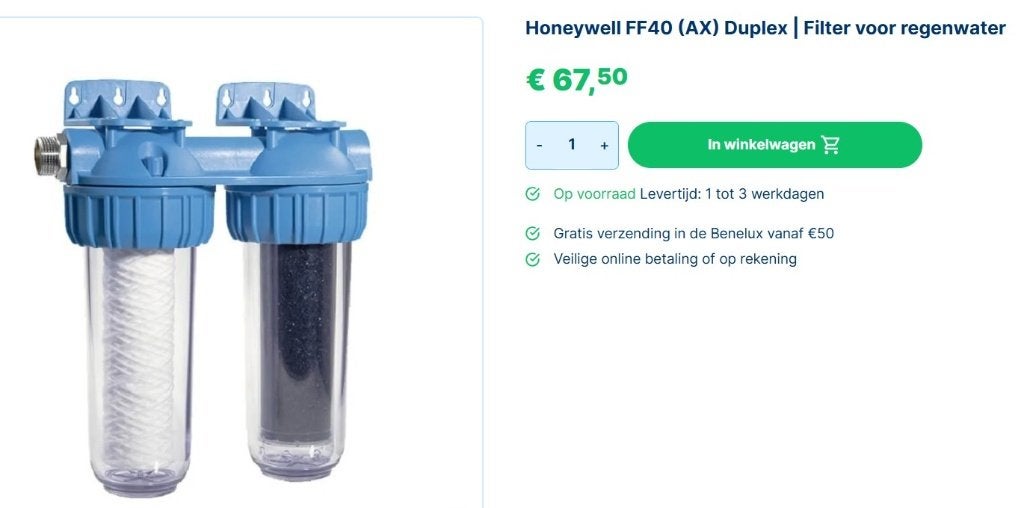 Honeywell Duplex FF40 (regenwater) filter, Ophalen of Verzenden, Zo goed als nieuw