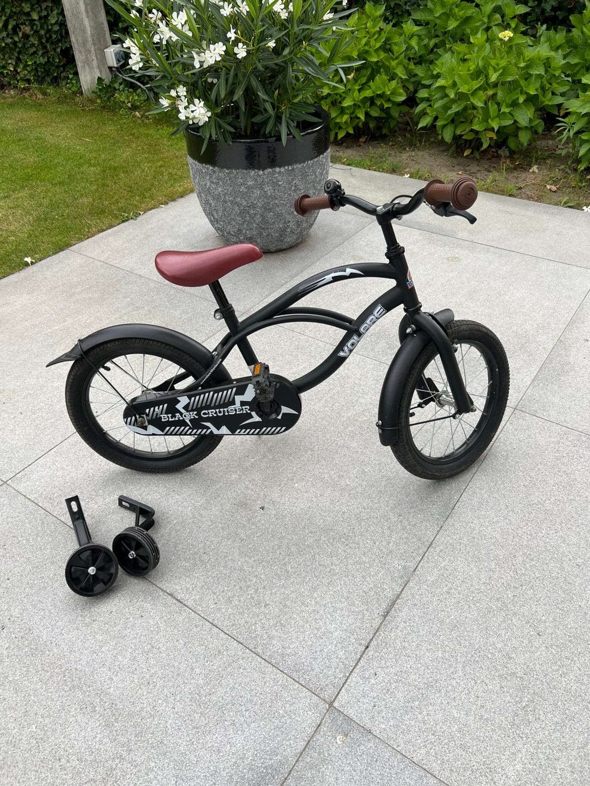 Kinderfiets Black Cruiser 16”, Fietsen en Brommers, Ophalen, Gebruikt, 16 tot 20 inch, Zijwieltjes