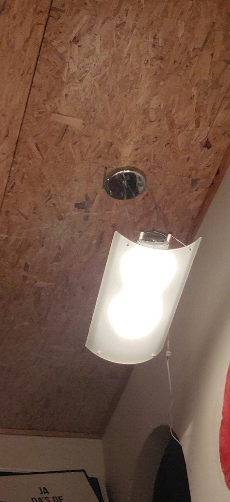 moderne luster met hallogeenlamp, Ophalen, Modern, Zo goed als nieuw, Plafondlamp
