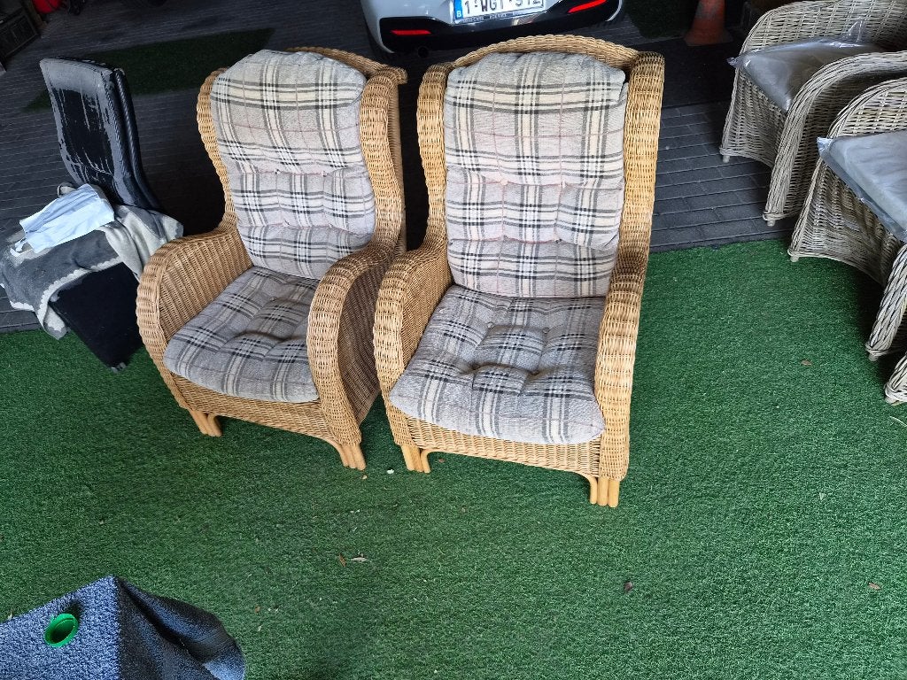 rieten stoelen, Huis en Inrichting, Stoelen, Ophalen, Bruin, Riet of Rotan, Zo goed als nieuw