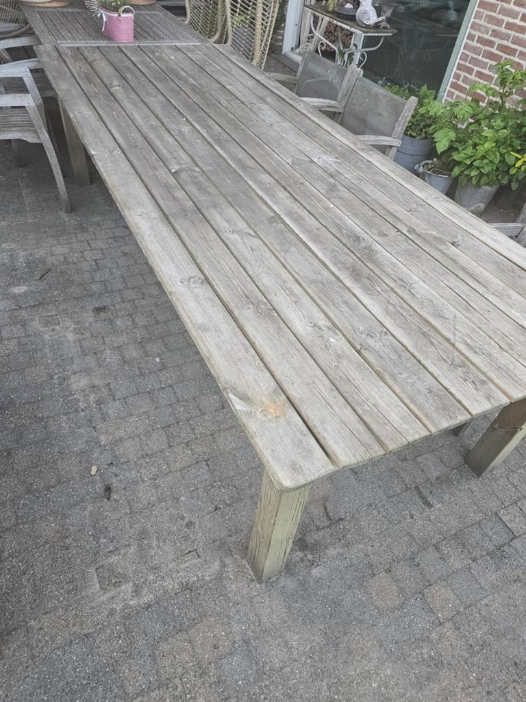 Grote houten tuintafel 3m lang 1.20m breed, Tuin en Terras, Ophalen, Gebruikt, Rechthoekig, Hout