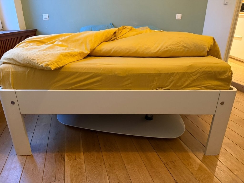 Lit moderne blanc,  2 places, 140*200, A DONNER, Maison & Meubles, 140 cm, Enlèvement, Utilisé, Blanc