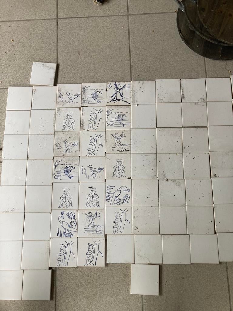Retro tegels met de hand geschilderd, Ophalen, Zo goed als nieuw