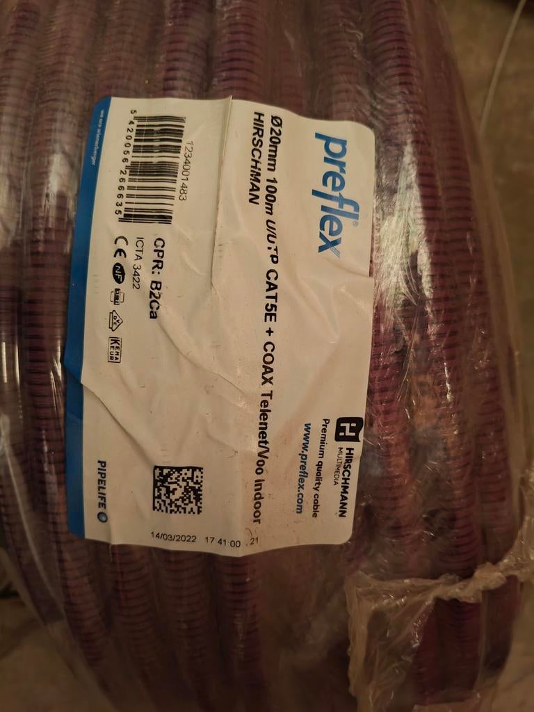 50m Coax + utp cat5e preflex, Doe-het-zelf en Bouw, Ophalen