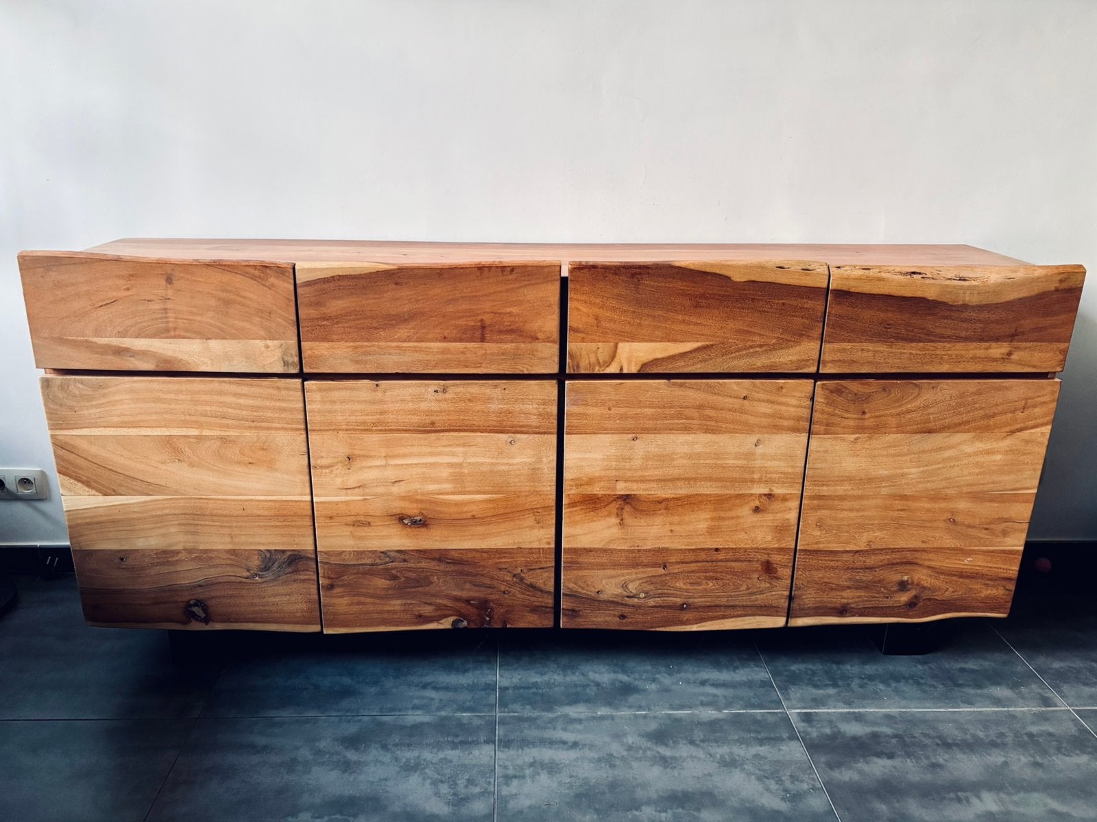 Meuble dressoir bois d’acacia massif, Maison & Meubles, Avec tiroir(s), 25 à 50 cm, Enlèvement, Utilisé