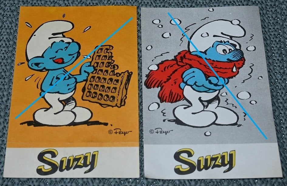 10 Stickers Smurfen / Suzy Wafels / Peyo, Verzamelen, Verzenden, Gebruikt, Tv, Overige typen