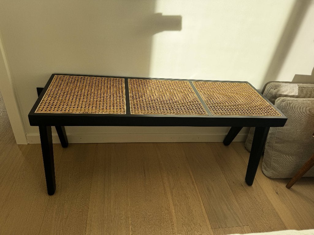 Zitbank zwart rotan eikenhout, Enlèvement, Comme neuf, Bois