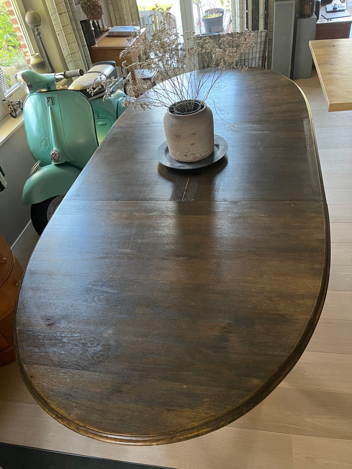 Table en chêne massif de 2,5 m, Comme neuf, Enlèvement, Chêne, 200 cm ou plus