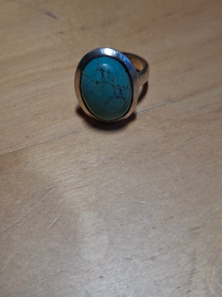 Bague en argent avec pierre précieuse turquoise, Bijoux, Sacs & Beauté, Enlèvement ou Envoi, Plus petit que 17, Comme neuf, Argent