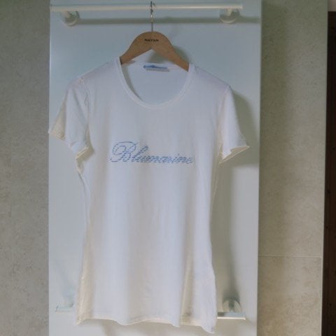 T-shirt wit met tekst Blumarine mt 42 (it46), Kleding | Dames, T-shirts, Blumarine, Wit, Maat 42/44 (L), Ophalen of Verzenden