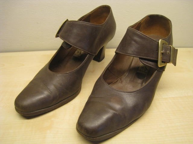 Damesschoenen, 38, bruin leder, gesp, italiaans, pefekt !!, Ophalen, Bruin