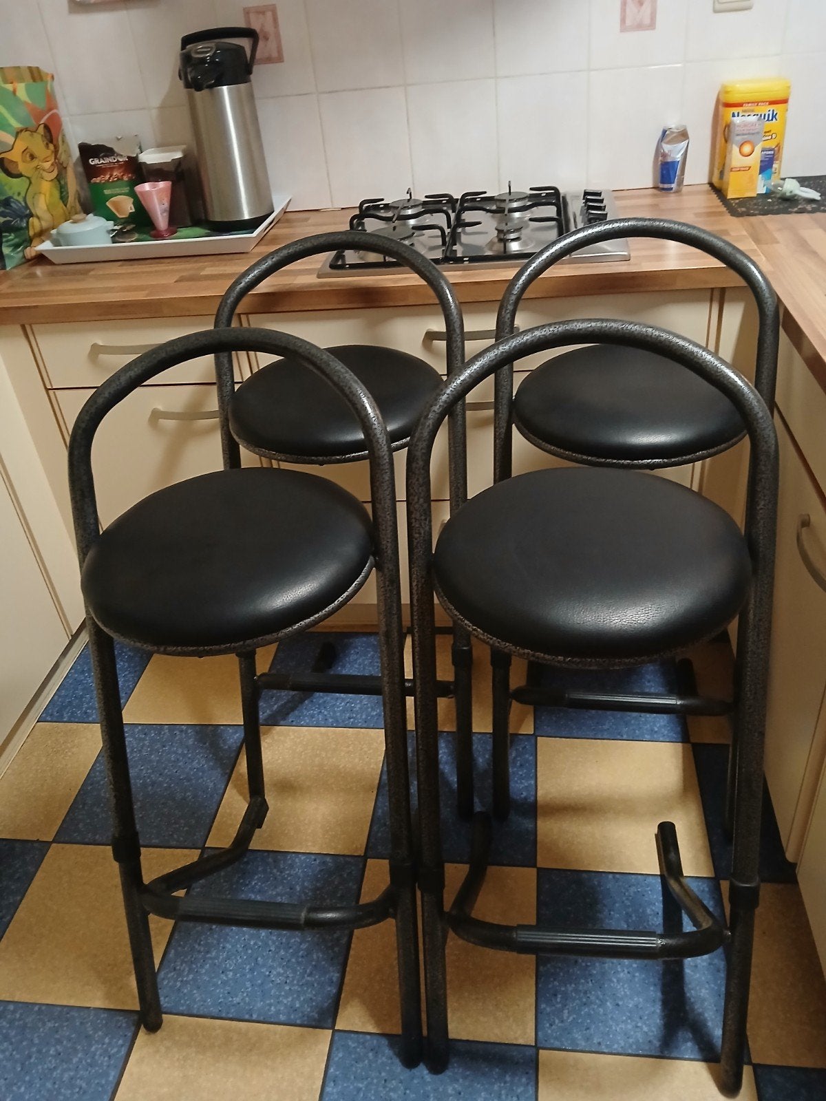 lot de 4 tabouret vertitable cuir, Neuf, Avec repose-pieds, 4 tabourets, Enlèvement