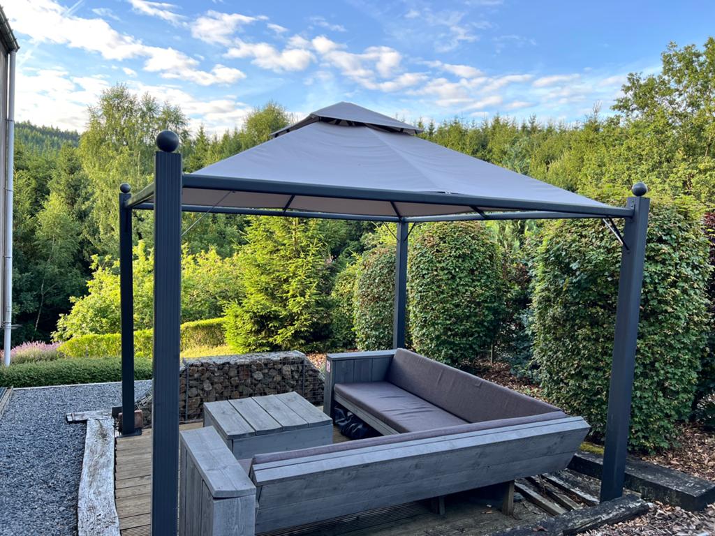 Terrasoverkapping met zeil 3mx3m, Ophalen, Gebruikt, Tuinpaviljoen