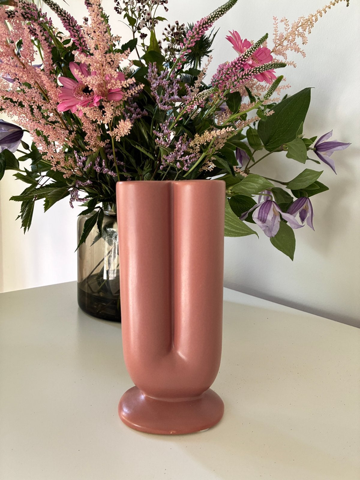 Decoratieve vaas, Ophalen, Zo goed als nieuw, Roze, 19 cm