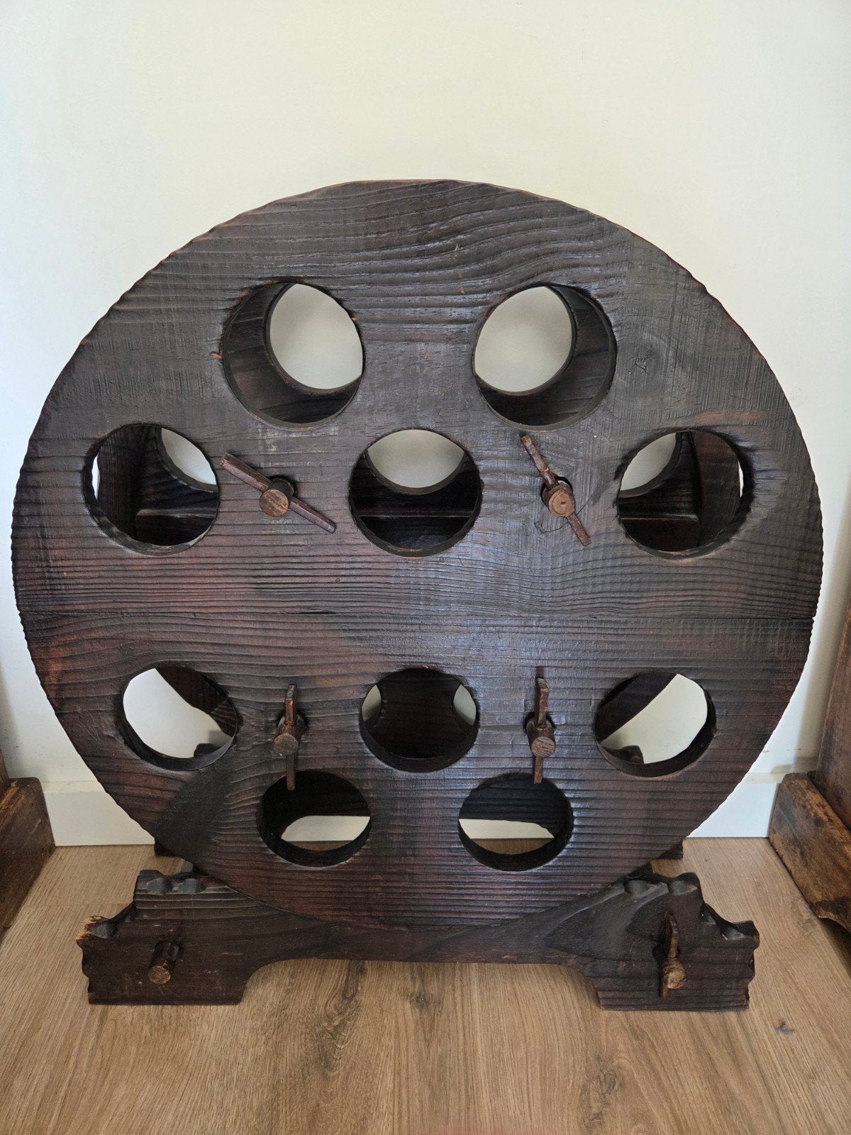 Vintage Houten Wijnrek (Wielvorm / Rustiek), Enlèvement, Bois