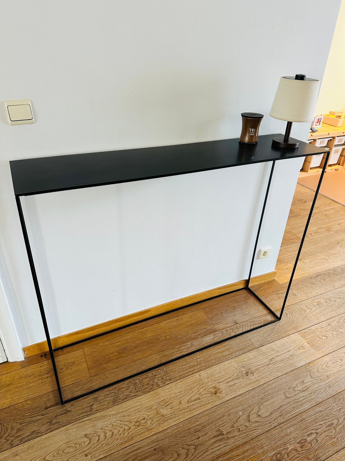 Minimalistische zwarte sidetable 120x30x100 cm LxBxH, Huis en Inrichting, Tafels | Sidetables, Ophalen, Zo goed als nieuw