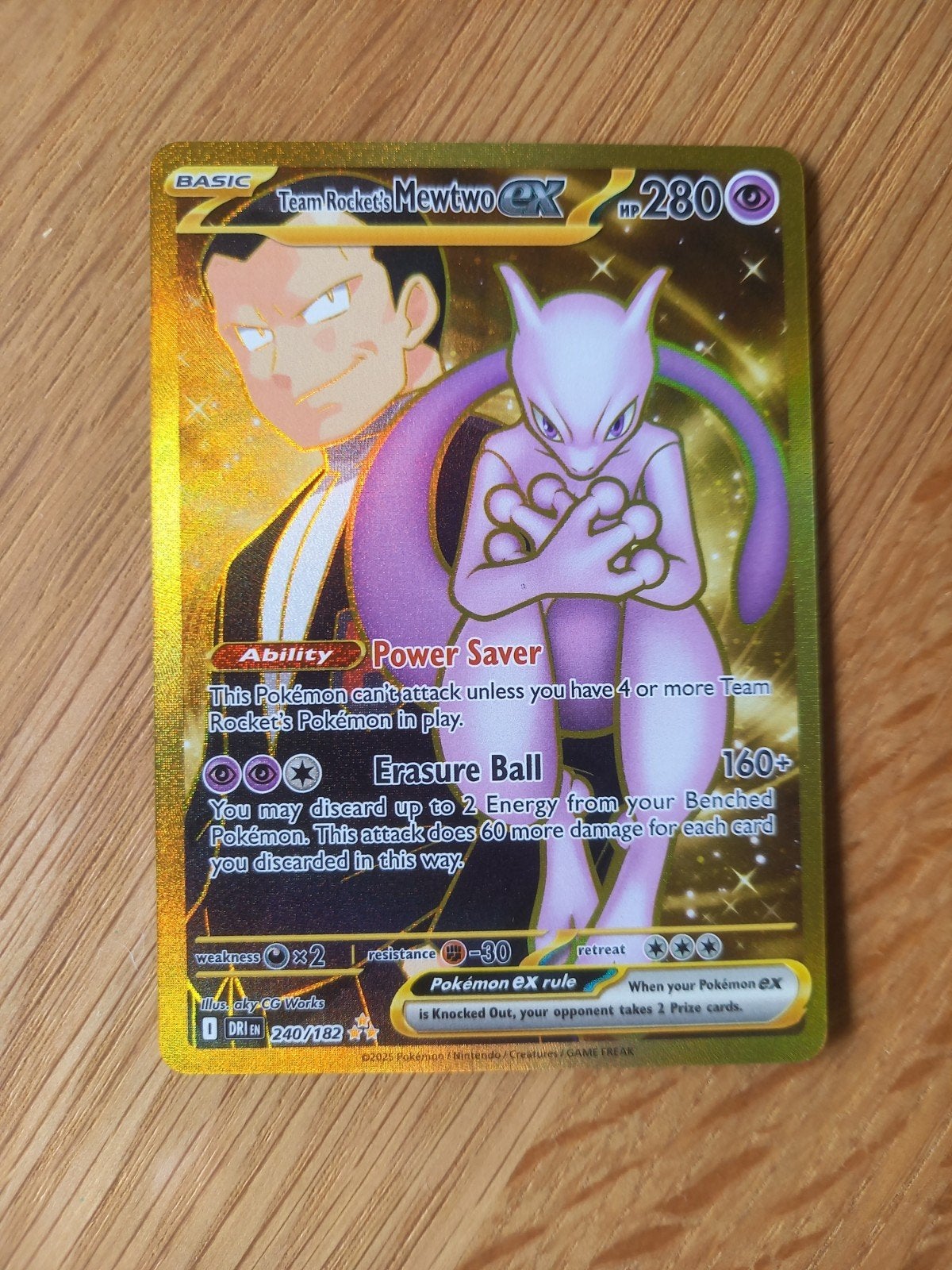 Team Rocket's Mewtwo ex 240, Ophalen, Zo goed als nieuw, Losse kaart, Foil