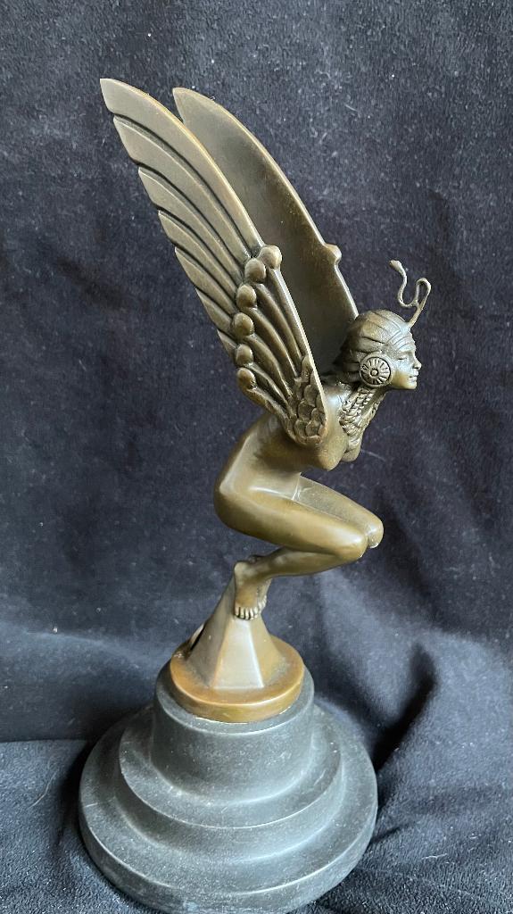 Bronzen naakte dame (automascotte ?) M.Bonnot zuiver brons, Enlèvement ou Envoi, Brons, Statue