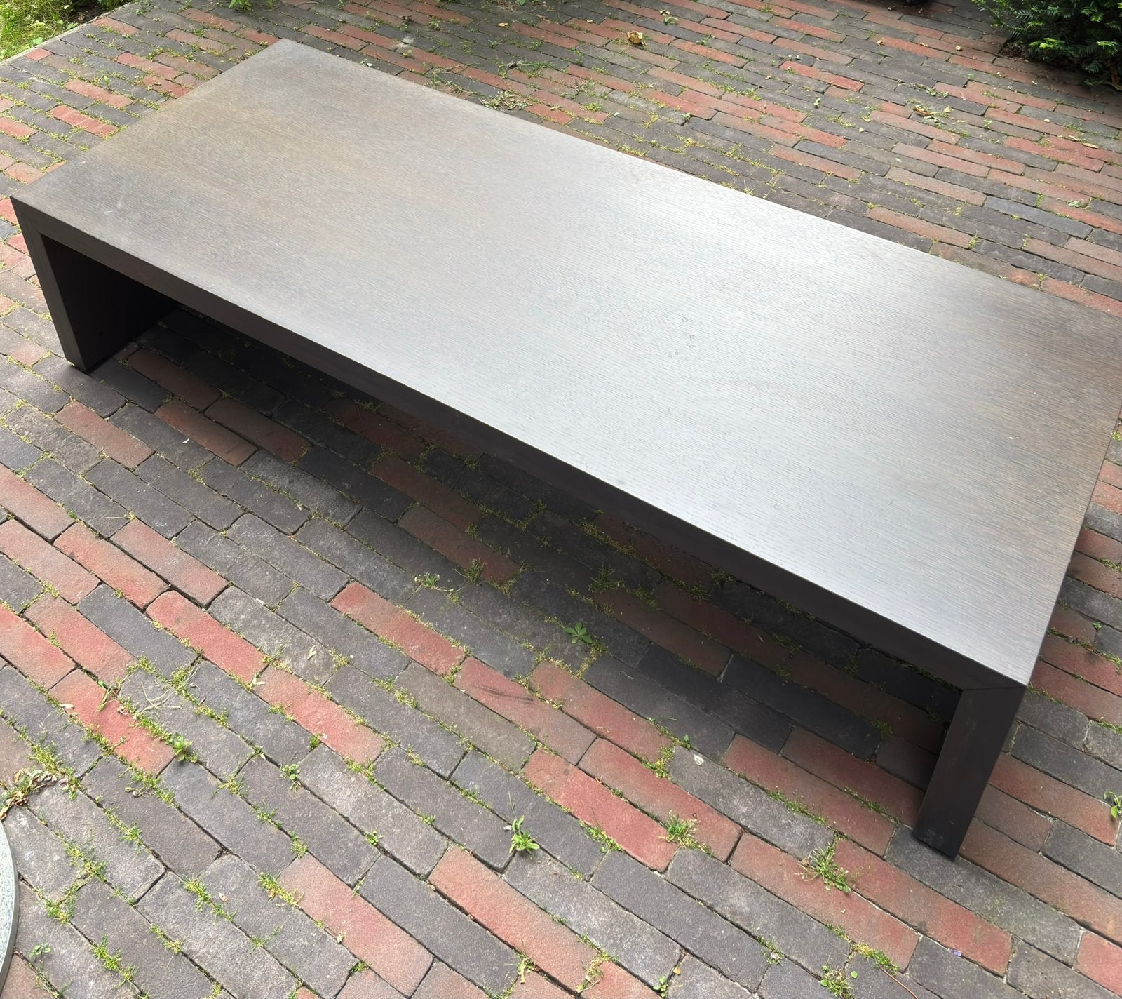 Modern donker eiken salontafel, Huis en Inrichting, Tafels | Salontafels, Ophalen, 100 tot 150 cm, Eikenhout, 50 tot 100 cm