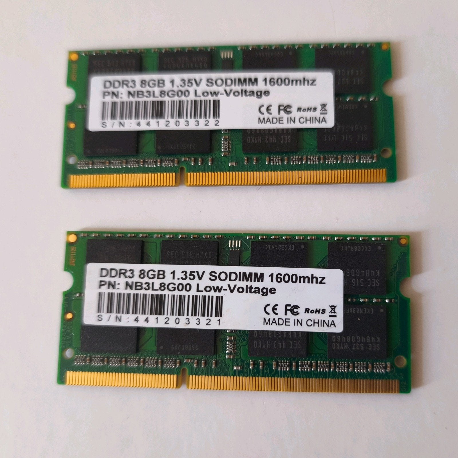 SO-DIMM 2x8 GB DDR3 1600 MHz PC3L-12800, Computers en Software, RAM geheugen, Zo goed als nieuw, Laptop, 16 GB, DDR3, Ophalen of Verzenden