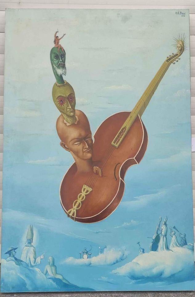 Huile sur panneau la musique signe Carl prevot, Antiek en Kunst, Ophalen of Verzenden
