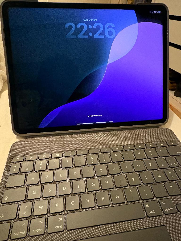 iPad Pro 12,9 256 Go + clavier Logitech + Apple Pencil, Gris, 12 pouces, Comme neuf, Enlèvement