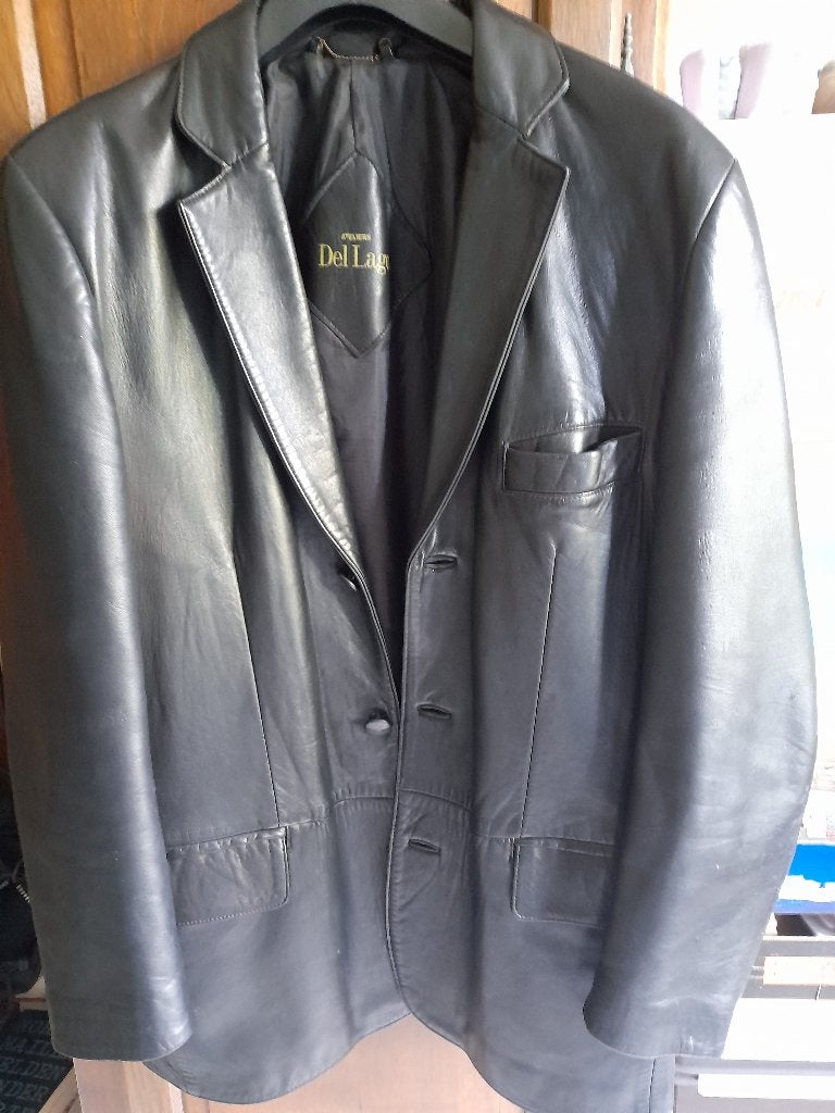 Zwarte leren jas dames maat 48., Kleding | Dames, Ophalen, Gedragen, Maat 46/48 (XL) of groter, Zwart