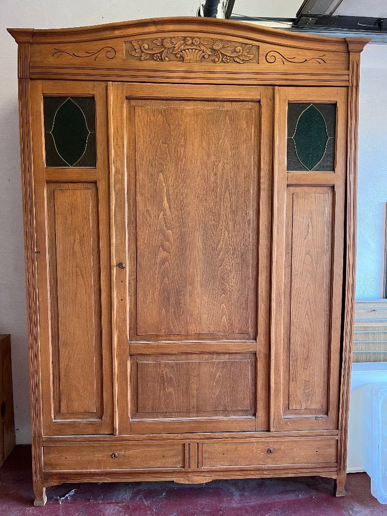Houten antieke brocante kleding kast, Antiek en Kunst, Ophalen