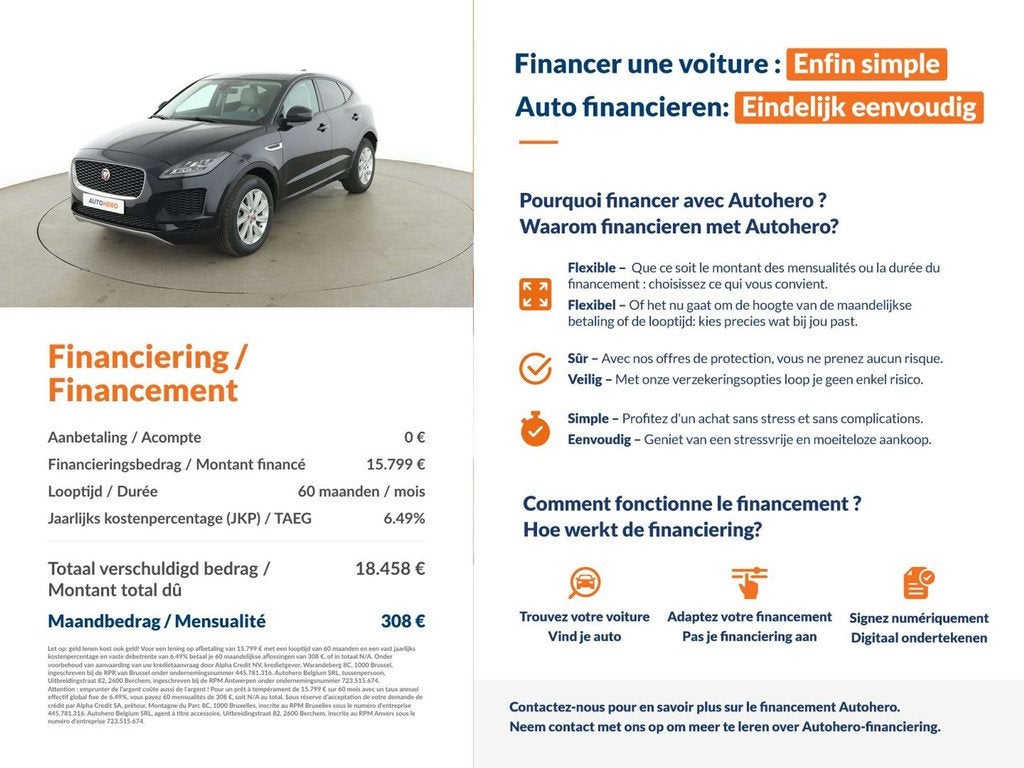 Jaguar E-Pace D150 AWD (bj 2020, automaat), Auto's, Jaguar, Automaat, Gebruikt, Blauw, Leder
