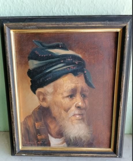 vintage portret op canvas Balinese oudere, Ophalen, Huis en Inrichting
