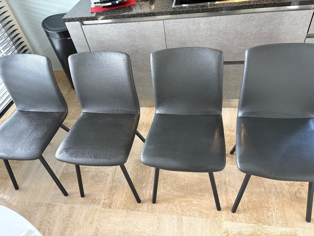 4 lederen stoelen, Huis en Inrichting, Ophalen, Gebruikt