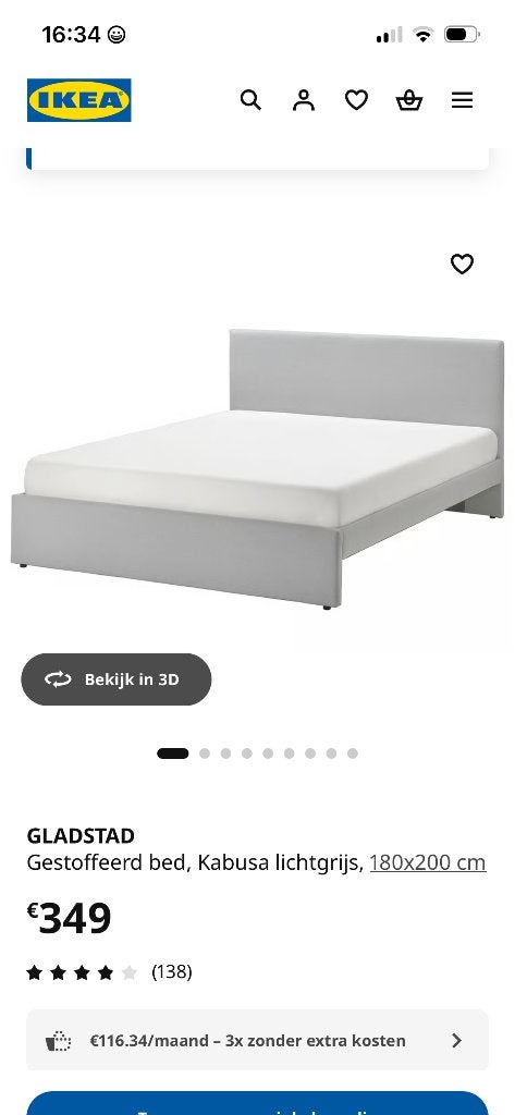 Bed, Ophalen, Tweepersoons, Zo goed als nieuw, 180 cm