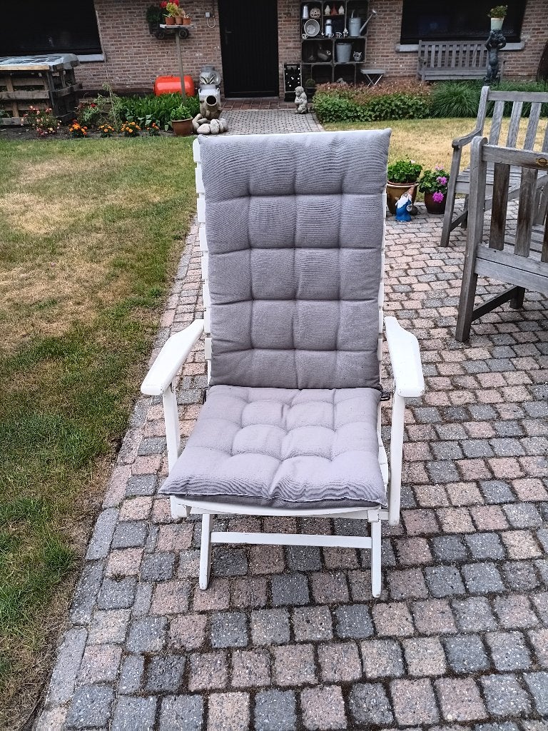 houten tuinstoel met kussen, Tuin en Terras, Tuinstoelen, Ophalen, Gebruikt, Inklapbaar
