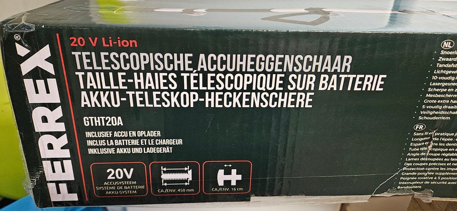 Ferrex telescopische heggenschaar, Nieuw, Accu, Ferrex