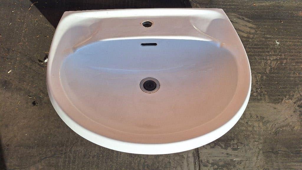 Lavabo en faïence, Doe-het-zelf en Bouw, Sanitair, Ophalen, Gebruikt, Wastafel