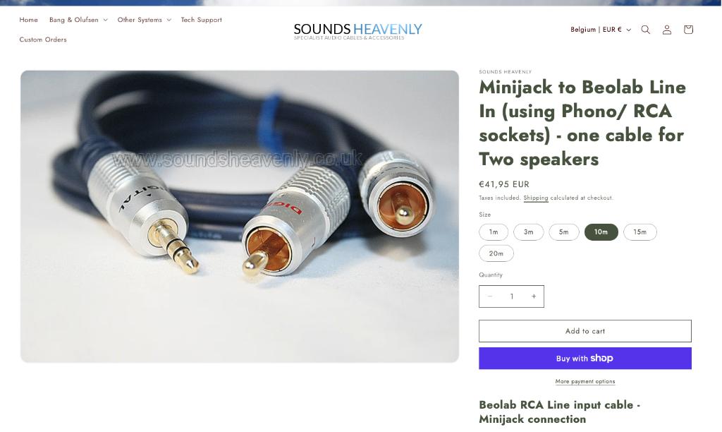 Minijack to Beolab Line In (RCA) hoge kwaliteit, Audio, Tv en Foto, Luidsprekerboxen, Overige merken, Gebruikt, Overige typen