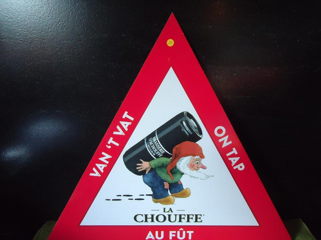 Br.d' Achouffe :La Chouffe  au fût reclame pvc, Enlèvement ou Envoi, Neuf, Panneau, Plaque ou Plaquette publicitaire, Duvel